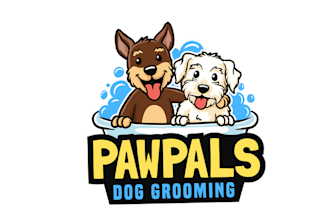 make beautiful dog grooming business logo