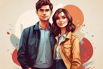create couples art vector portrait