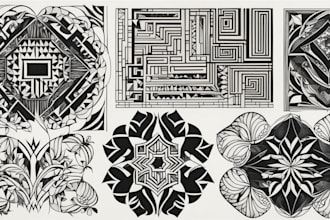 create black and white geometric artistic tattoo design