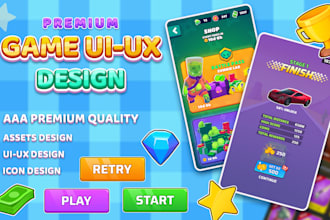 design aaa premium game art and UI UX for 2d and 3d games
