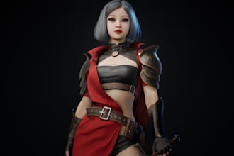 stylish 3d character for ue5,cgi 3d nsfw model, full body rig,loop animation,car