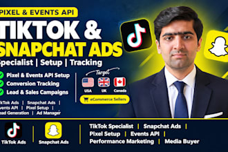 setup tiktok, snapchat ads with shopify ads, pixel and events API