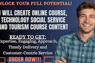 create online course, technology social service and tourism course content