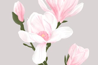 draw professional flower and plant  sketches