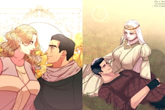 draw couple illustration in anime and manhwa style for you