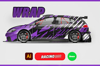 design racing car wrap, racing car wrap, custom racing car wrap, vehicle wrap