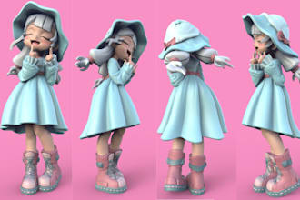 design custom 3d toy, action figure, animal and character model, doll, miniature