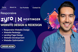 design redesign website in hostinger, webador, duda, wix, squarespace, godaddy