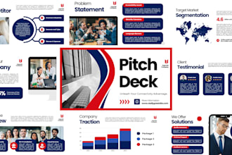 design or redesign investor pitch deck, create custom and animated presentations