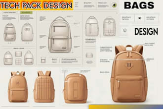 create bag tech design backpack handbag tote bag and tech pack