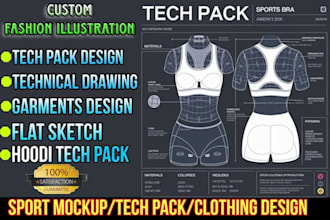 design fashion tech pack flats sketch technical clothing tech pack