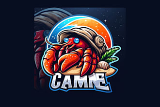 design a hermit crab esport mascot logo with any file