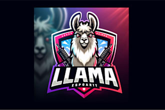 do creative llama esport mascot logo with express delivery
