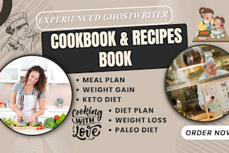 design KDP cookbook, recipes book, diet plan, meal planner, nutrition journal