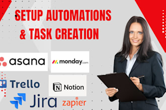 setup automations using clickup notion monday jira basecamp trello task creatio