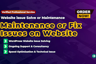 website management or wordpress development and maintenance fixing issue