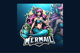 make an mermaid esport mascot logo with express delivery