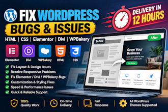 fix elementor divi wpbakery  bugs  html css  in 12 hours