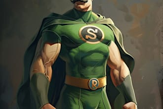 illustrate a superhero comic character art