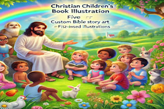 do 3d christian children story book children illustration bible illustration