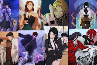 draw webtoon webcomic with anime manga comic illustration as comic book artist