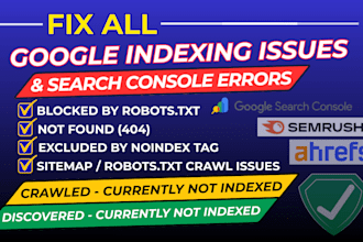 fix all google indexing issues and search console errors