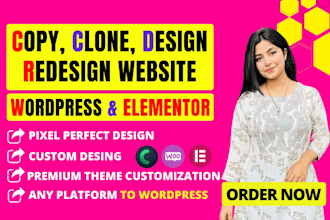 clone, design and revamp wordpress website with elementor pro, crocoblock