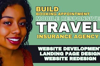 wordpress travel insurance website, travel insurance agency website landing page