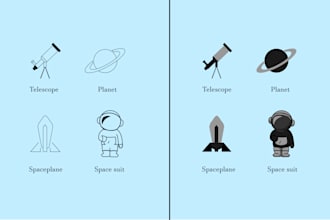 create simple, modern, custom vector icon set for you