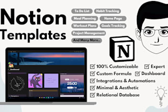 create fully customizable aesthetic notion template for you