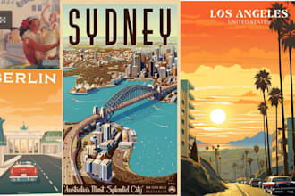 design travel poster retro vintage comic art comic illustration vintage design