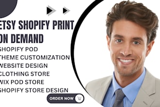 etsy shopify print on demand, shopify website design and redesign etsy pod