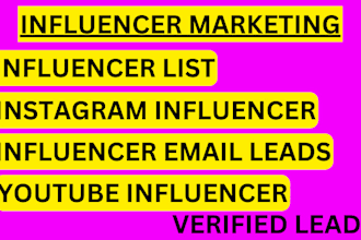 recruit instagram youtube influencer list email leads for influencer marketing
