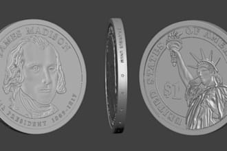 do 3d coin model, 3d bas relief, cnc coin design, 3d miniature for 3d printing