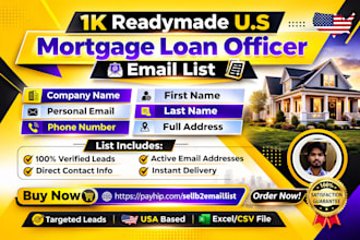 provide 1k ready made USA mortgage loan officer email list