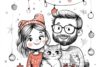 draw stylized christmas family portrait