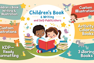 design children story, activity books puzzle books coloring books for amazon kdp