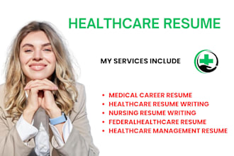 write medical, health care, physiotherapy, nursing, and doctor CV or resume