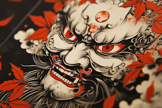 create detailed art japanese style for tshirts tattoos etc