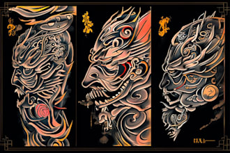 create japanese or oriental  tattoo design for you