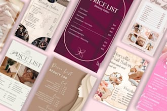 design real estate photography beauty salons pricing sheet price lists in 24hrs