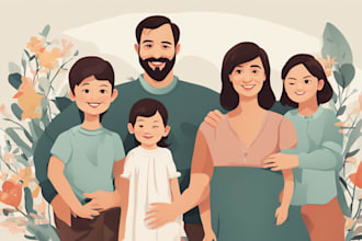 draw a vector art family portrait