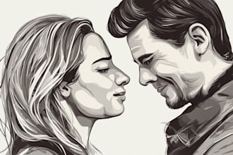 create couples art vector portrait