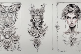 create unique custom tattoo any tattoo design, tattoo artist
