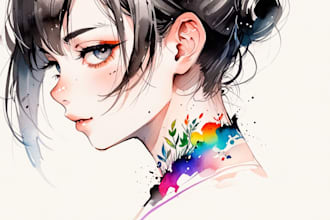 draw watercolor tattoo design
