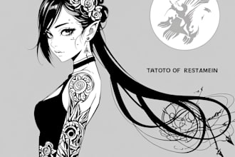 create a unique custom tattoo design in black and white