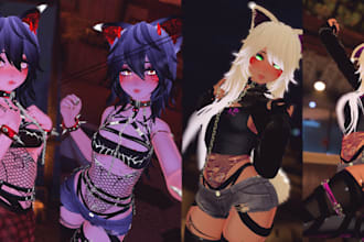 do custom anime vrchat avatar, 3d furry model, 3d vtuber model, nsfw, 3d model