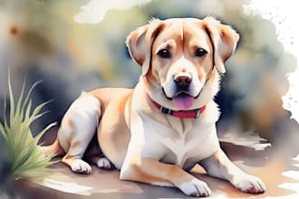 do custom watercolor pet portrait