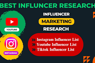 research targeted instagram, youtube, and tiktok influencer list for marketing