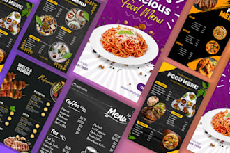 do restaurant menu or food menu design, digital menu in 24hours
